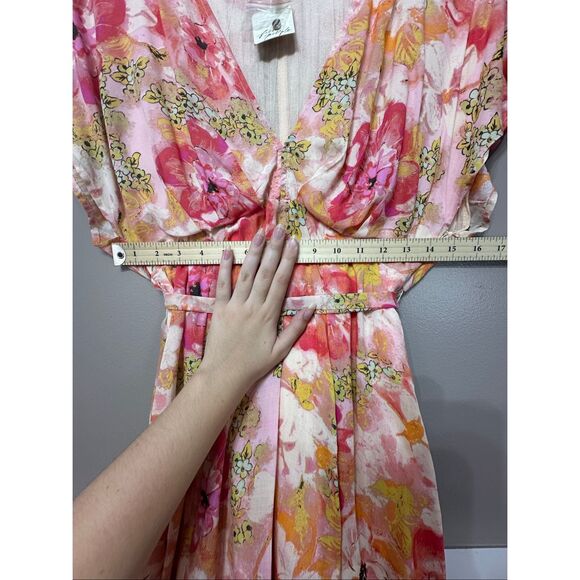 NWT Free People Freddy Pink Floral Print Short Sleeve Tie Mini Dress Women's XS - Picture 6 of 11